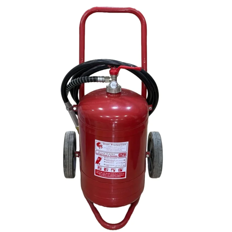Extincteur à poudre ABCD 25 kg sur chariot – protection contre feux solides, liquides, gaz et métaux