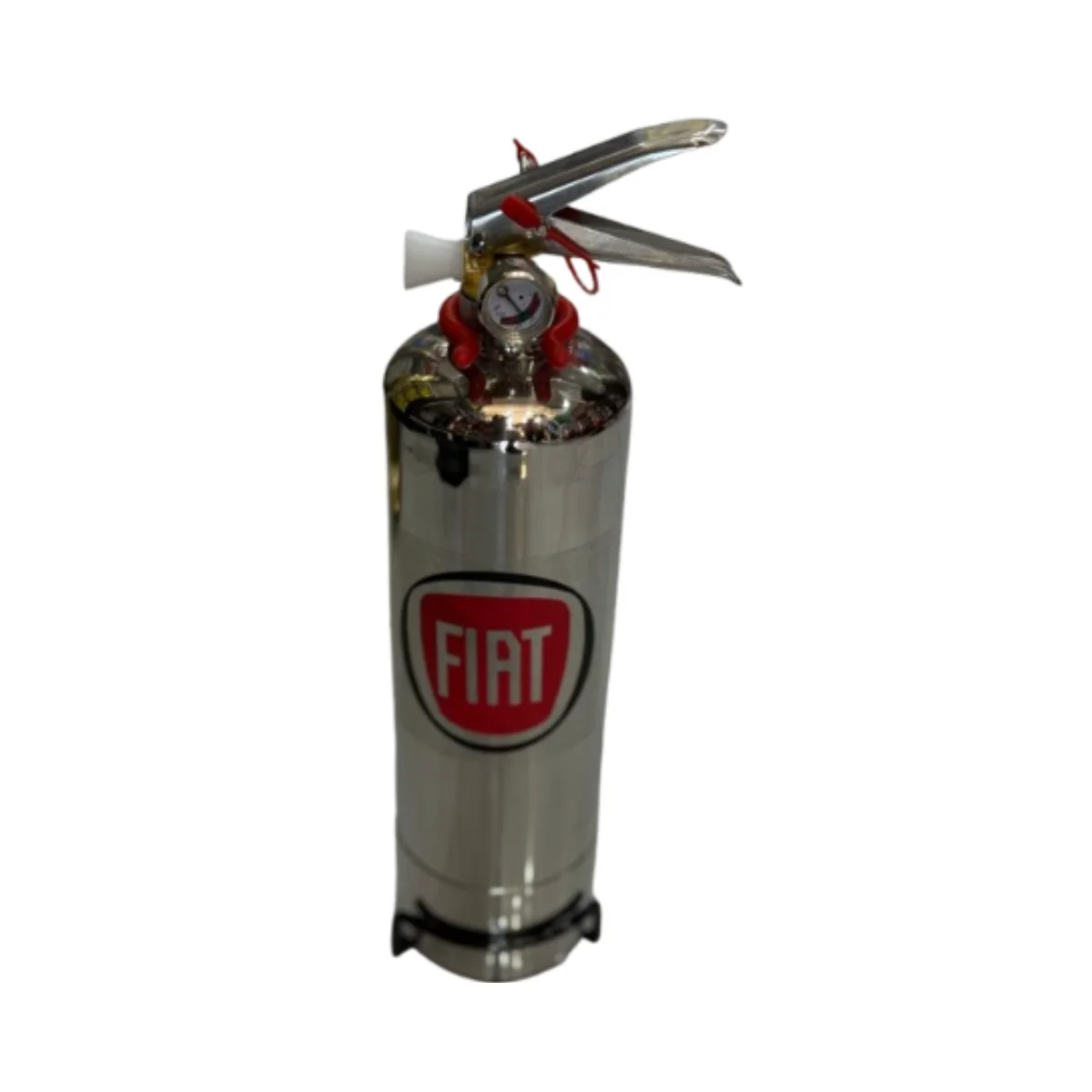 Extincteurs inox personnalisables 1kg à poudre ABC avec logo Fiat pour véhicule, disponible chez Oran Protection en Algérie.