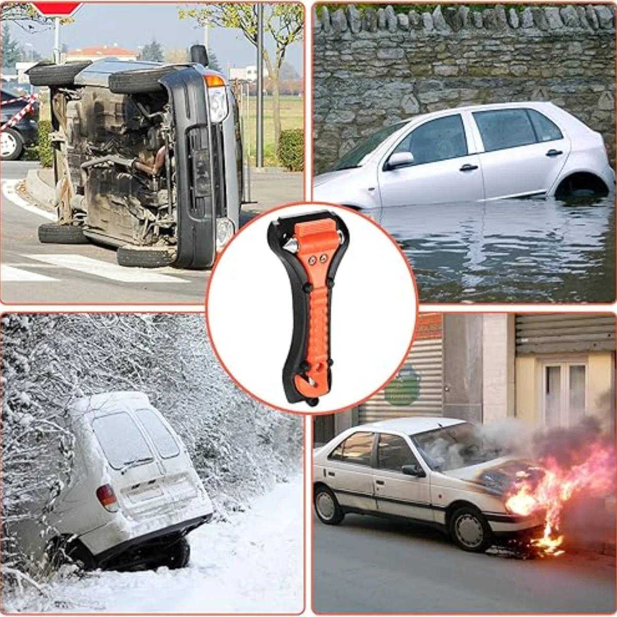 Marteau de secours utilisé pour couper une ceinture de sécurité