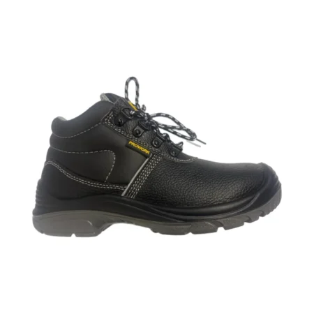 Chaussure de sécurité Prowork TS 25001 vue de face - Embout acier noir, empeigne cuir texturé, protection S3 SR - Fabrication locale Algérie norme EN ISO 20345
