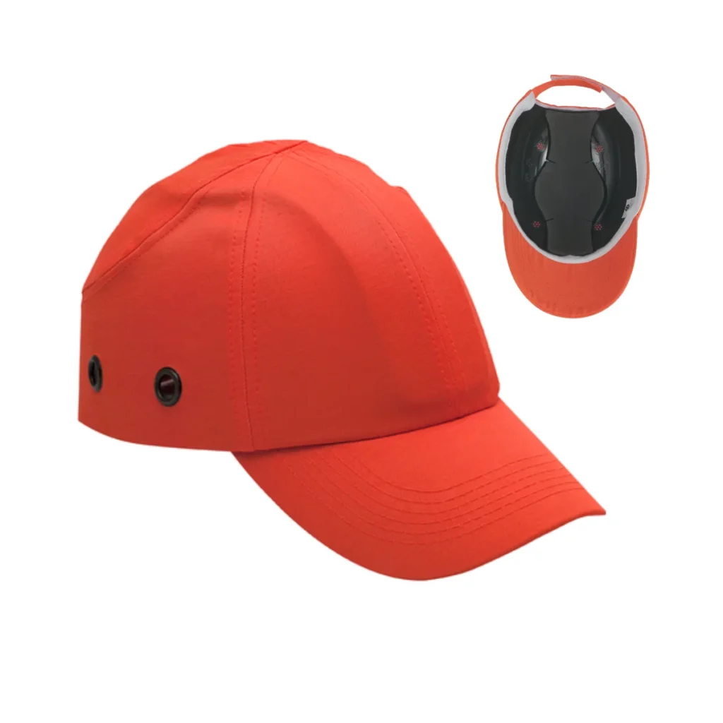 Casquette anti-heurt orange fluorescent EN812 avec coque ABS et ventilation latérale pour maintenance, logistique et industrie en Algérie