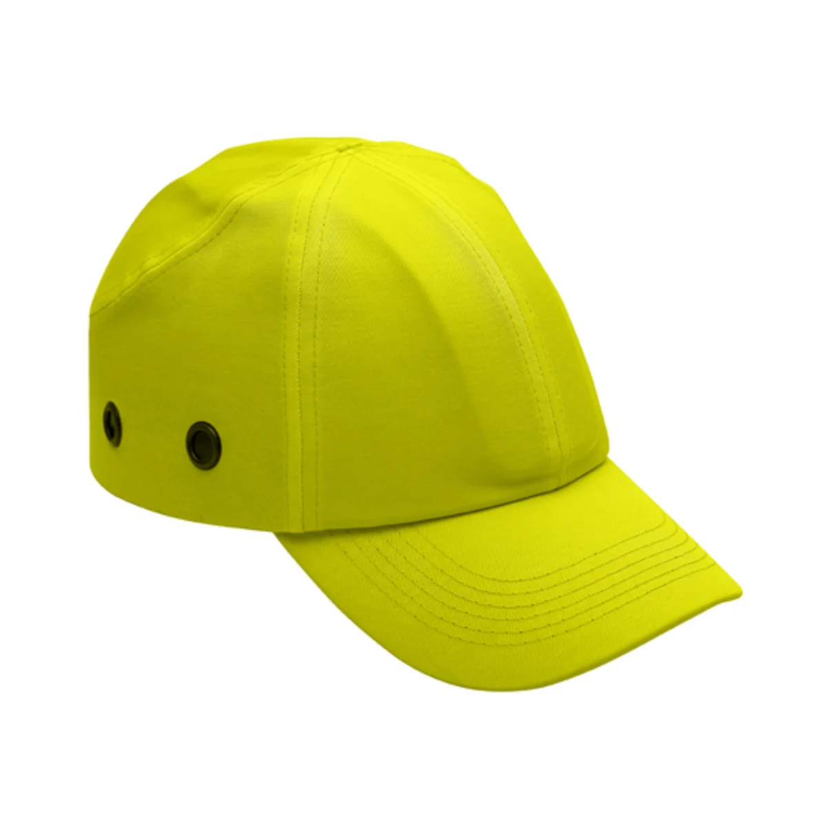 Vue latérale de la casquette anti-heurt jaune EN812 avec fermeture velcro