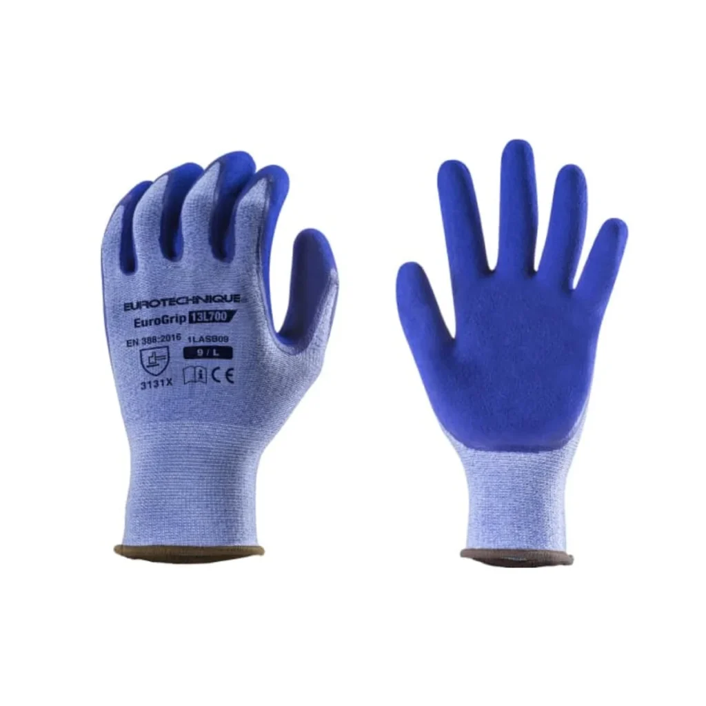Paire de gants de manutention EUROGRIP 13L700 en polyester et latex bleu