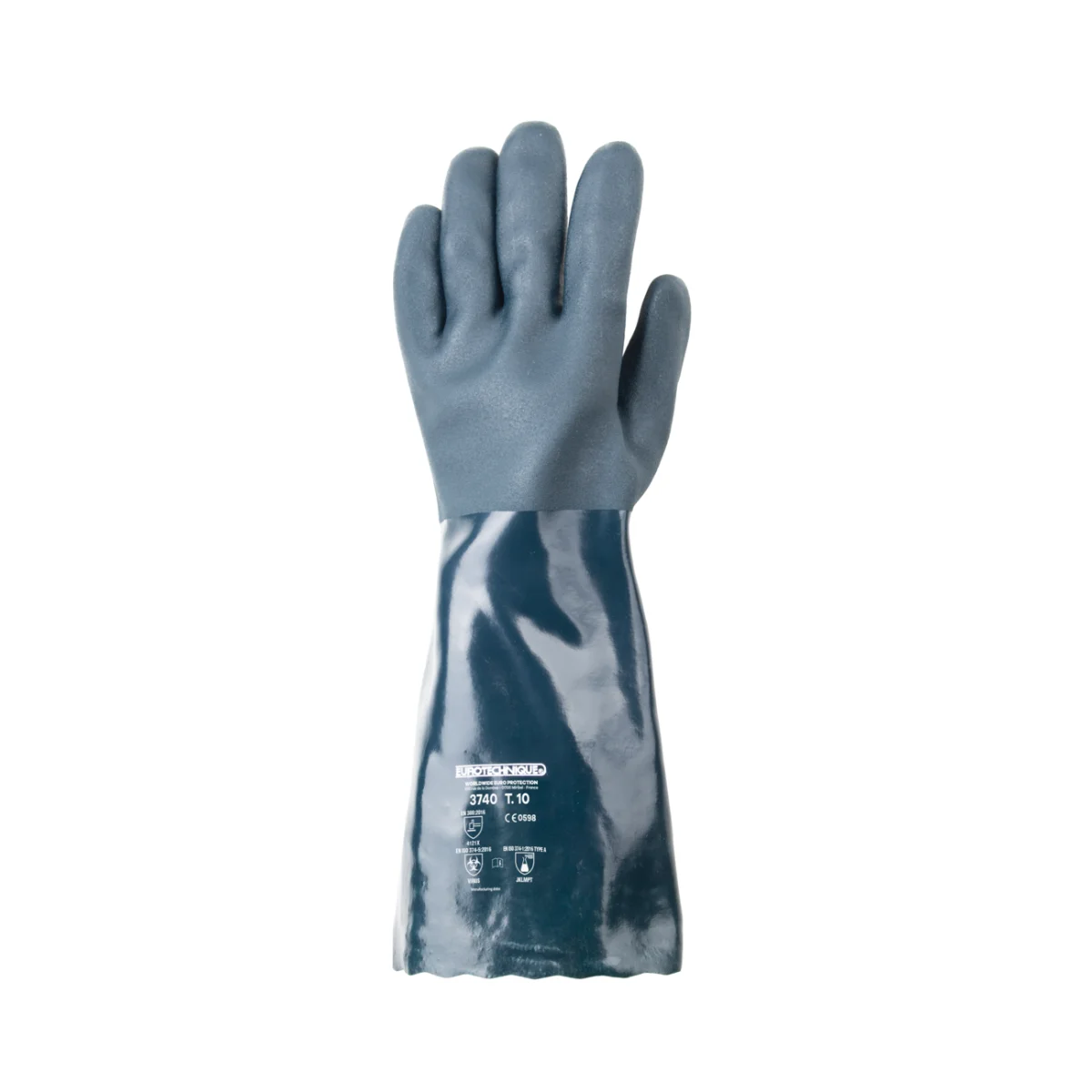 Vue arrière des gants PVC verts Actifresh 40 cm avec manchette longue