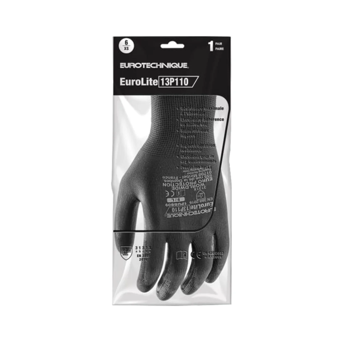 Gants EUROLITE 13P110 en sachet individuel brochable