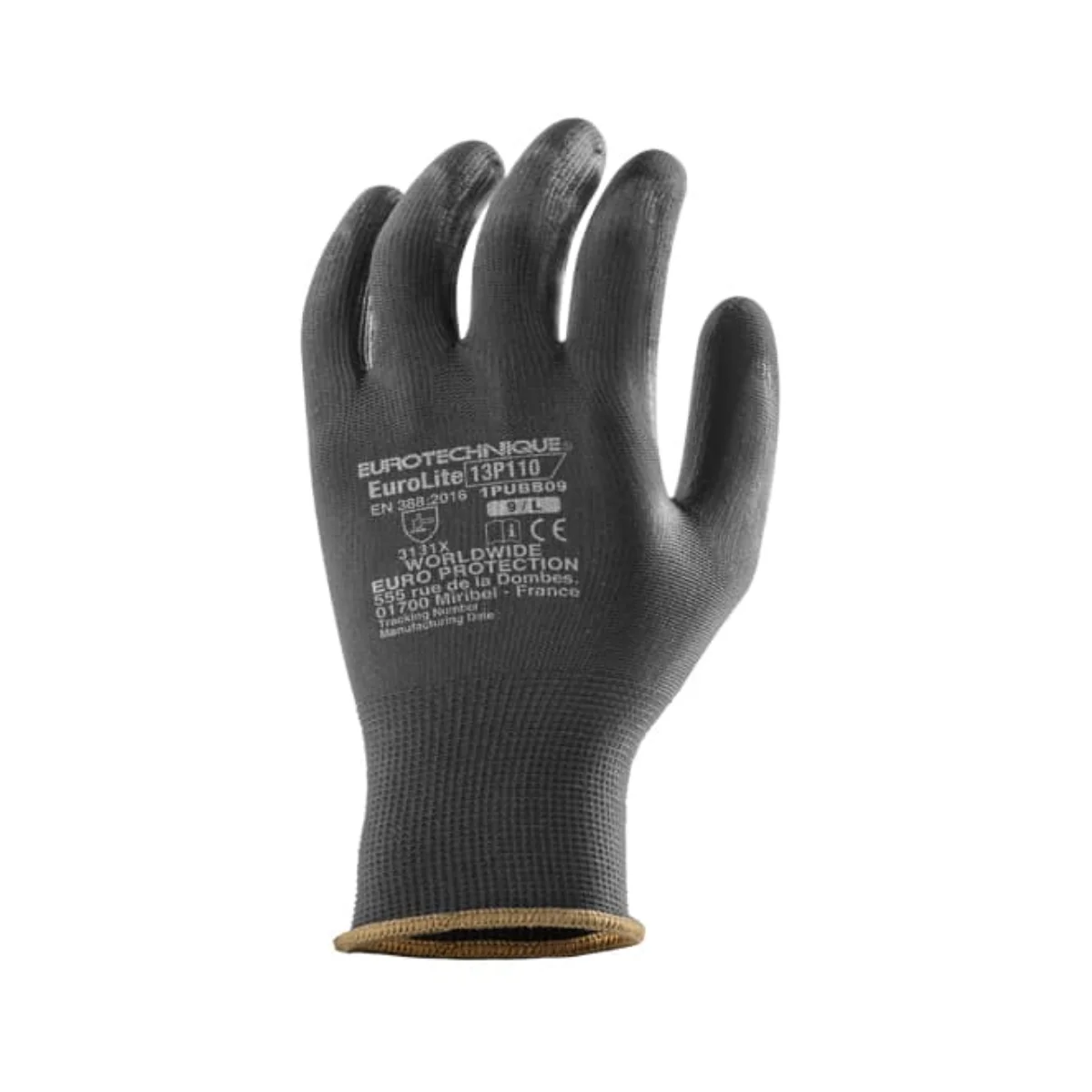 Gant EUROLITE 13P110 avec paume enduite de polyuréthane PU noir
