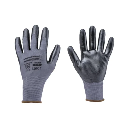 Gants EUROLITE 13N400 gris avec enduction nitrile noir