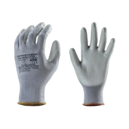 Gants EUROLITE 13P105 gris en polyester sans couture avec enduction PU