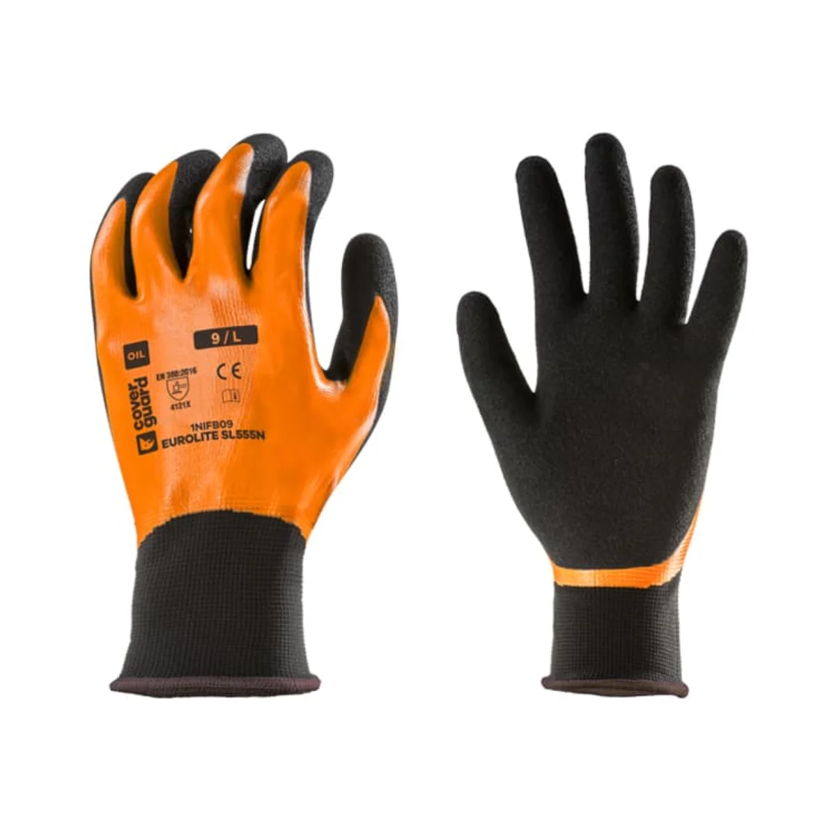 Gants EUROLITE SL555N 1NIFB orange et noir pour manutention et travaux de précision en milieu huileux en Algérie